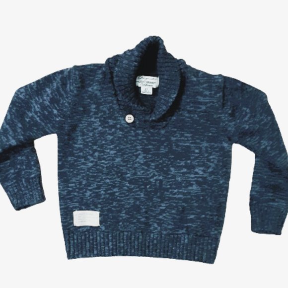 Lucky Brand Shawl Collar Sweater 2T Boys Blue Marbled Top - Picture 3 of 7
